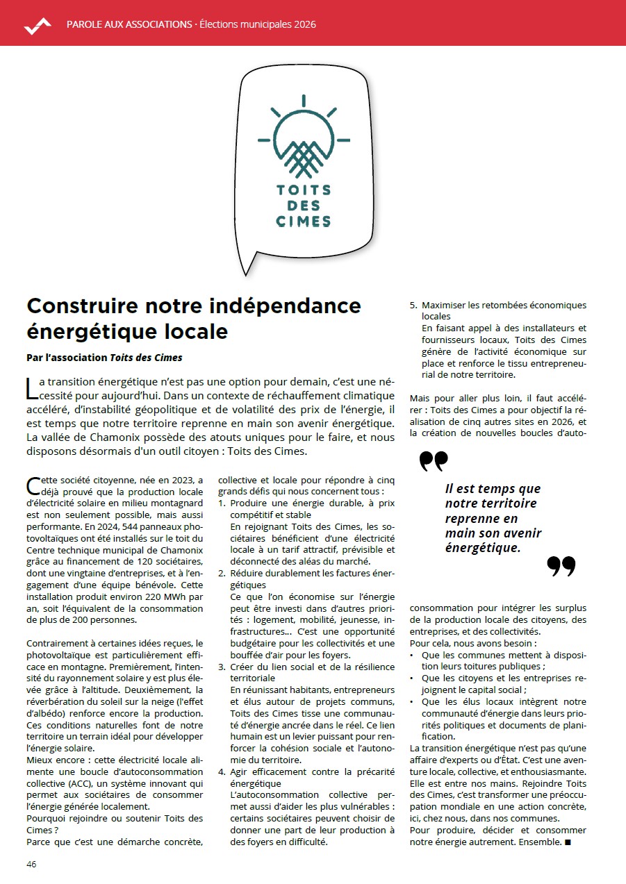 Toits des Cimes dans le Magazine LA VALLÉE 