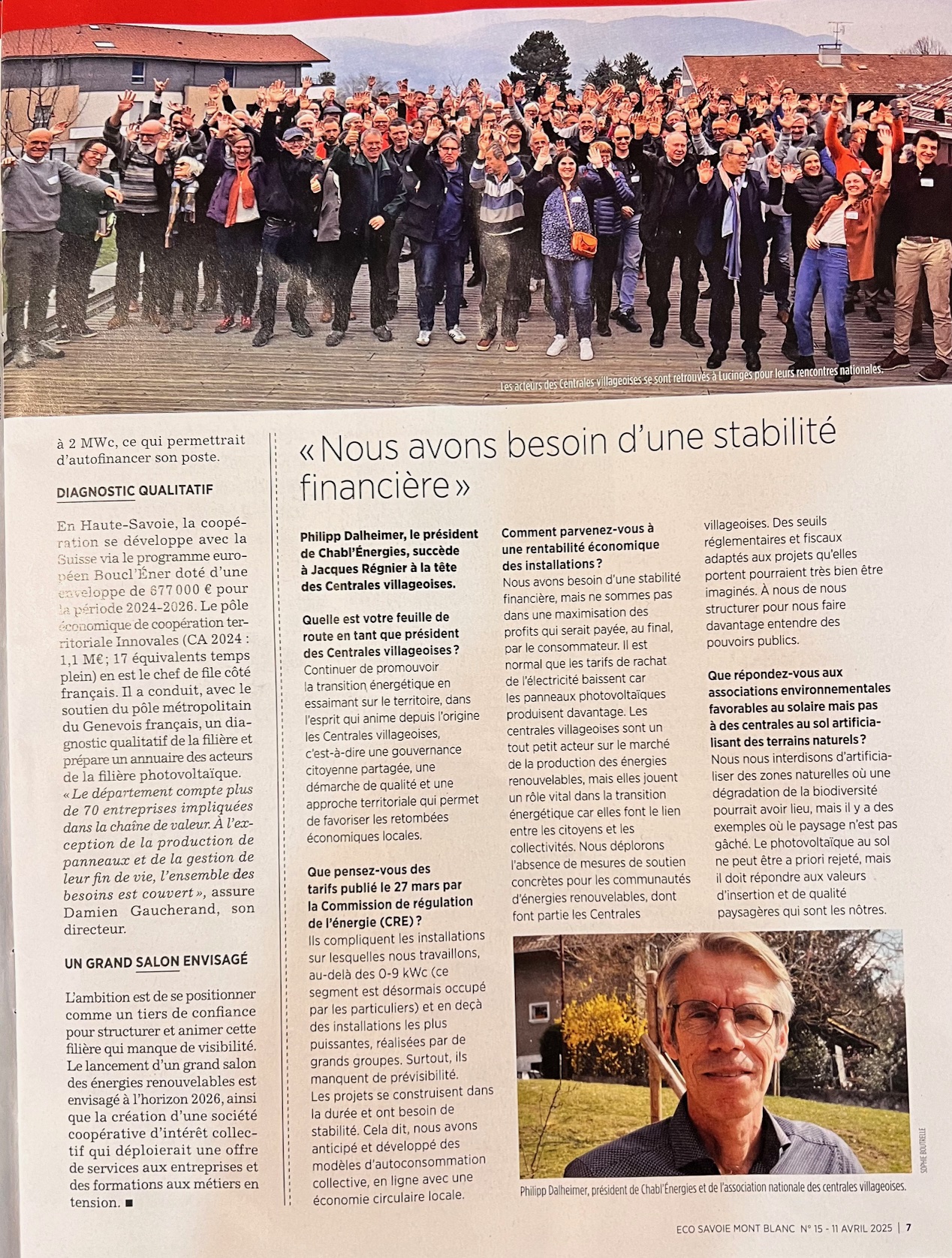 Article de ECO Savoie Mont Blanc sur les Centrales Villageoises de la region